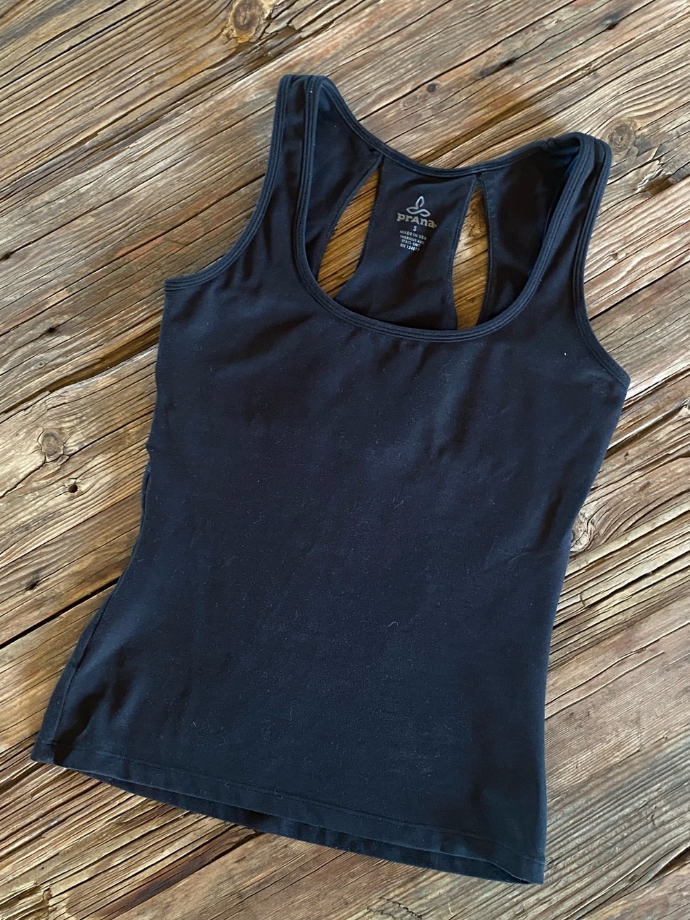 PrAna Black Racer Back Casual Workout Top Built In Bra Size Small